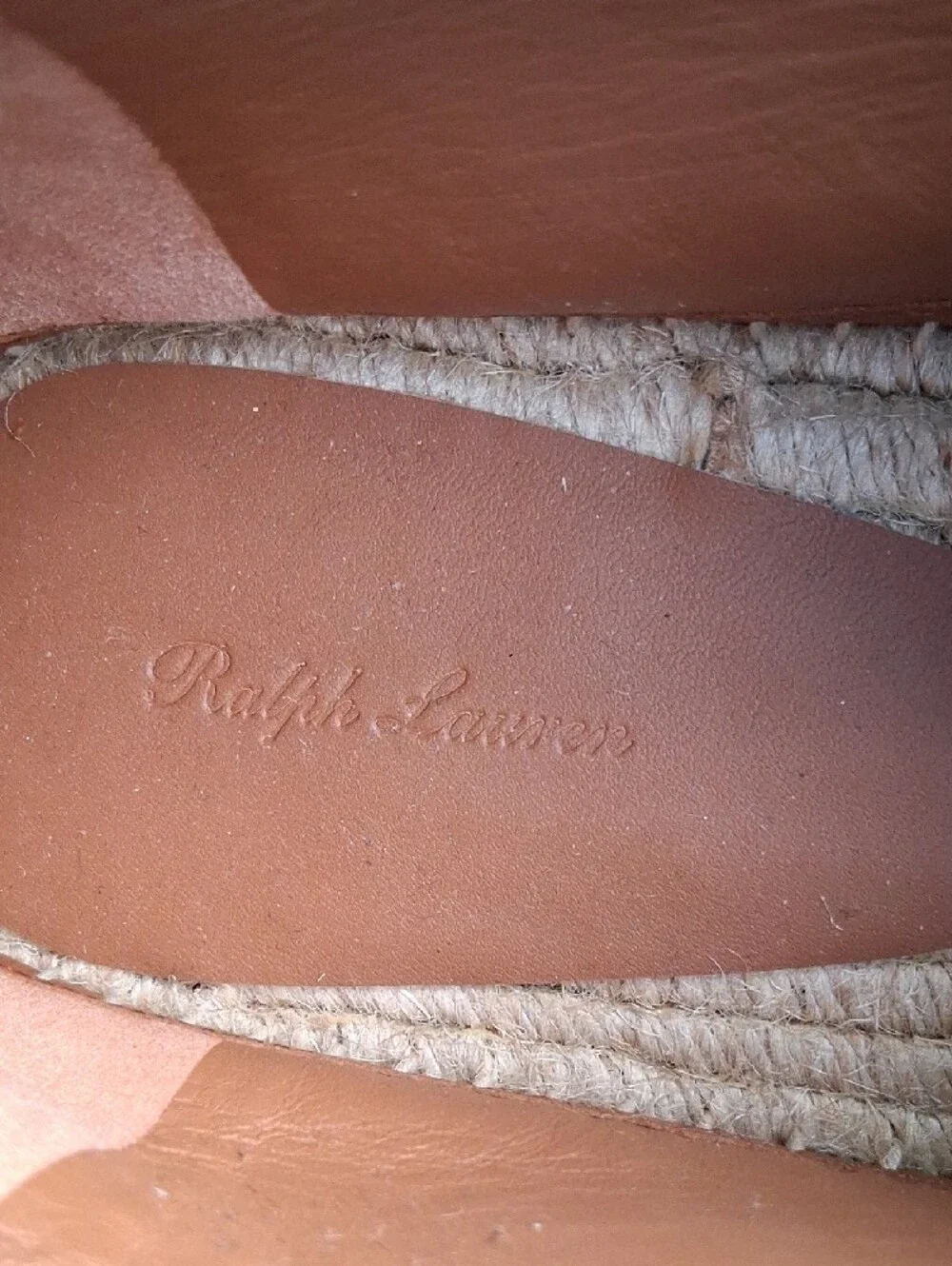 Ralph Lauren Cream Woven Slip-On Loafers with Brown Trim and Embroidered RL